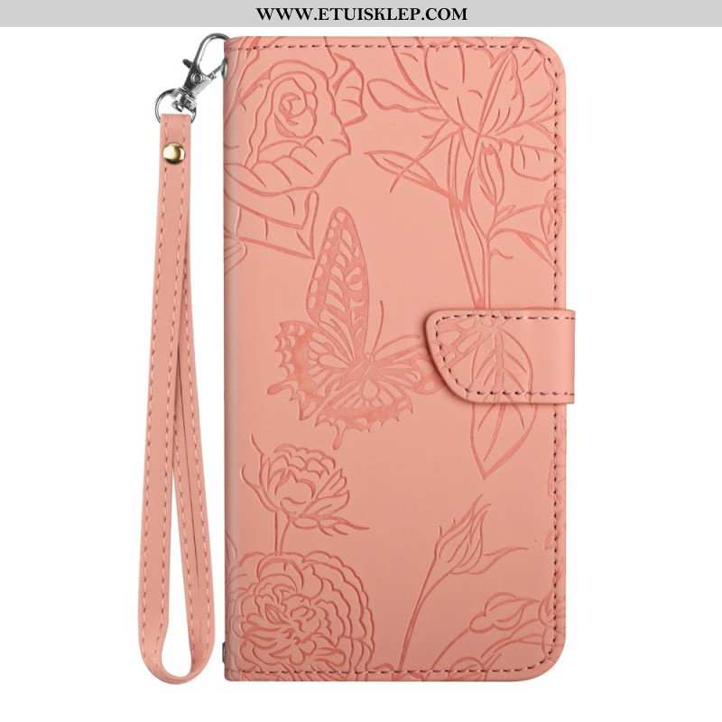 Etui Folio do Samsung Galaxy S23 5G Motyl Ze Smyczą